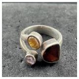 Sterling Silver Purple Amethyst Ring  Adjustable