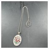 Taxco Sterling Silver Flower Pendant Necklace  25