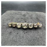 Victorian Rhinestone Sterling Silver Bar Pin  4.2