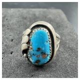 Native American Sterling Silver Turquoise Ring  S