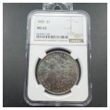 1885 Morgan Silver Dollar  Graded MS62