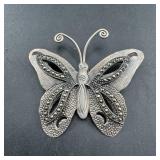 Sterling Silver Marcasite Butterfly Pendant  14.8