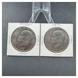 Two Mixed-date Eisenhower (ike) Dollars