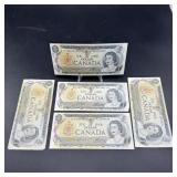 Five Canadian $1 Notes