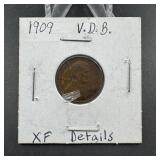 1909 Vdb Wheat Cent  Xf Details