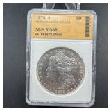 1878-s Morgan Silver Dollar  Graded Ms-65