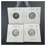 Four Silver Roosevelt Dimes