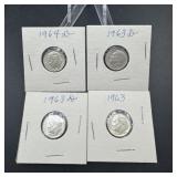 Four Silver Roosevelt Dimes
