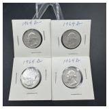 Four 1964 Silver Quarters