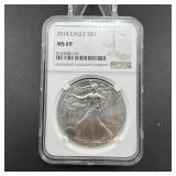 2014 American Silver Eagle  Graded Ms-69