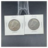 Two 40% Silver Kennedy Half Dollars