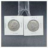 Two 40% Silver Kennedy Half Dollars