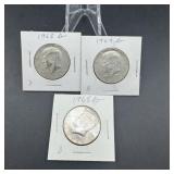 Three 40% Silver Kennedy Half Dollars