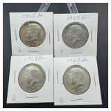 Four 40% Silver Kennedy Half Dollars