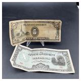 Two Japanese Government Paper Currency Notes