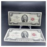 Two 1963 $2 Red Seal Notes