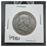 1951 Franklin Silver Half Dollar