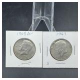 Two 40% Silver Kennedy Half Dollars