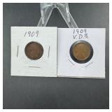 1909 Vdb & 1909 Wheat Cents