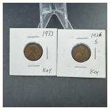 1926-s & 1933 Wheat Cents