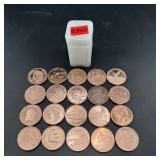 (20 Times Bid) 1 Oz Copper Coin  20 Different Des