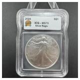 2024 American Silver Eagle  Graded Ms-70