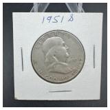 1951-s Franklin Silver Half Dollar