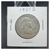 1951-s Franklin Silver Half Dollar