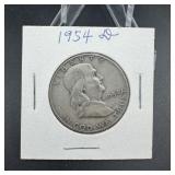 1954-d Franklin Silver Half Dollar