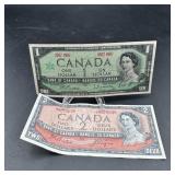 1960s Canadian $1 & $2 Notes