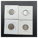 Three Mercury Dimes & 1917 Buffalo Nickel