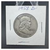 1958-d Franklin Silver Half Dollar