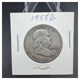 1958-d Franklin Silver Half Dollar