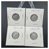 Four Silver Roosevelt Dimes