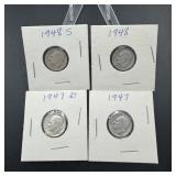 Four Silver Roosevelt Dimes