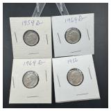 Four Silver Roosevelt Dimes