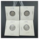 Four Silver Roosevelt Dimes