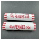 Two Rolls Of Newer Pennies