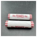 Two Rolls Of Newer Pennies