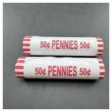 Two Rolls Of 2019 Pennies