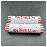 Two Rolls Of Newer Pennies