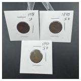 Three Mixed-date Indian Head Cents
