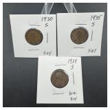 Three Better-date Wheat Cents