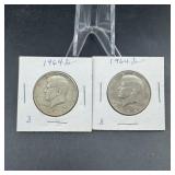 Two 1964 Kennedy Silver Half Dollars
