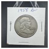 1958-d Franklin Silver Half Dollar