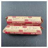 Two Rolls Of 2025 Pennies