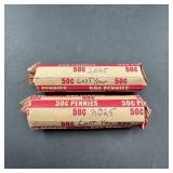 Two Rolls Of 2025 Pennies