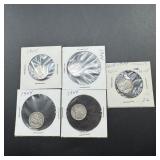 5 Mixed-date Silver Mercury Dimes
