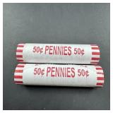 Two Rolls Of Newer Pennies