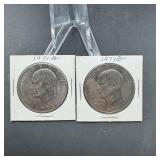 Two Mixed-date Eisenhower (ike) Dollars
